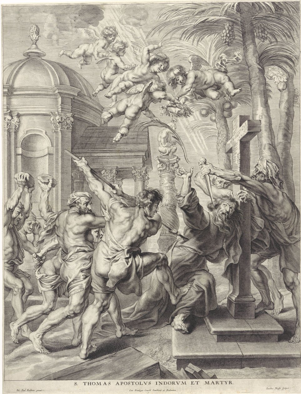 Marteldood van de apostel Tomas St. Thomas apostel av indianerne og martyr (tittel på objekt) av Jacob Neefs