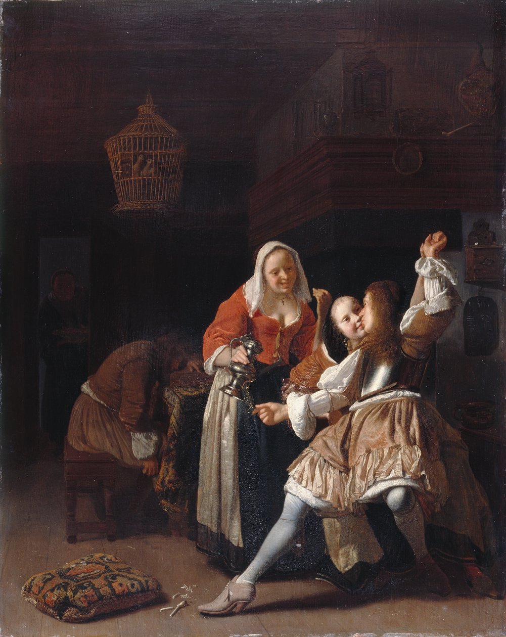 The Embracing Cavalier, ca. 1660-65 (olje på panel) av Jacob Lucasz Ochtervelt
