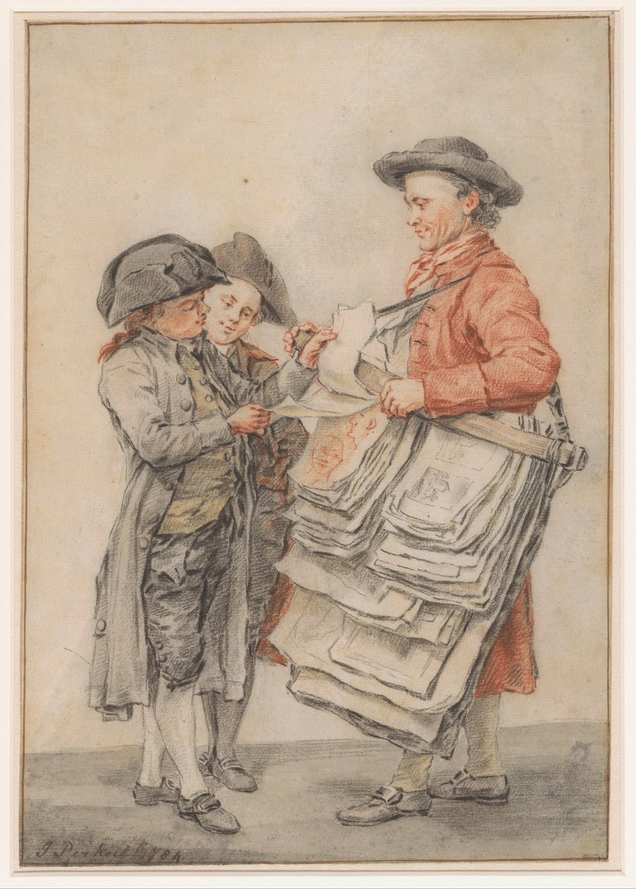 De prentselger av Jacob Perkois (signed by artist)