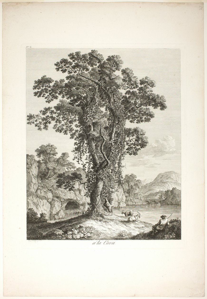 Nær la Cava, fra Suite IV Views Drawn in the Kingdom of Naples av Jacob Philipp Hackert