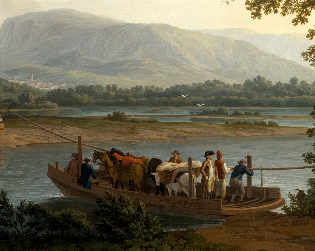Ferge på Sele, av Jacob Philipp Hackert (1737-1807) av Jacob Philippe Hackert