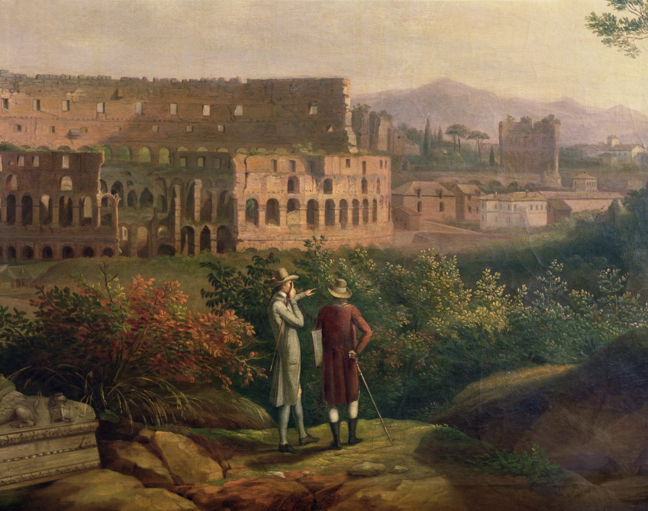 Johann Wolfgang von Goethe (1749-1832) besøkte Colosseum i Roma, ca. 1790 av Jacob Philippe Hackert