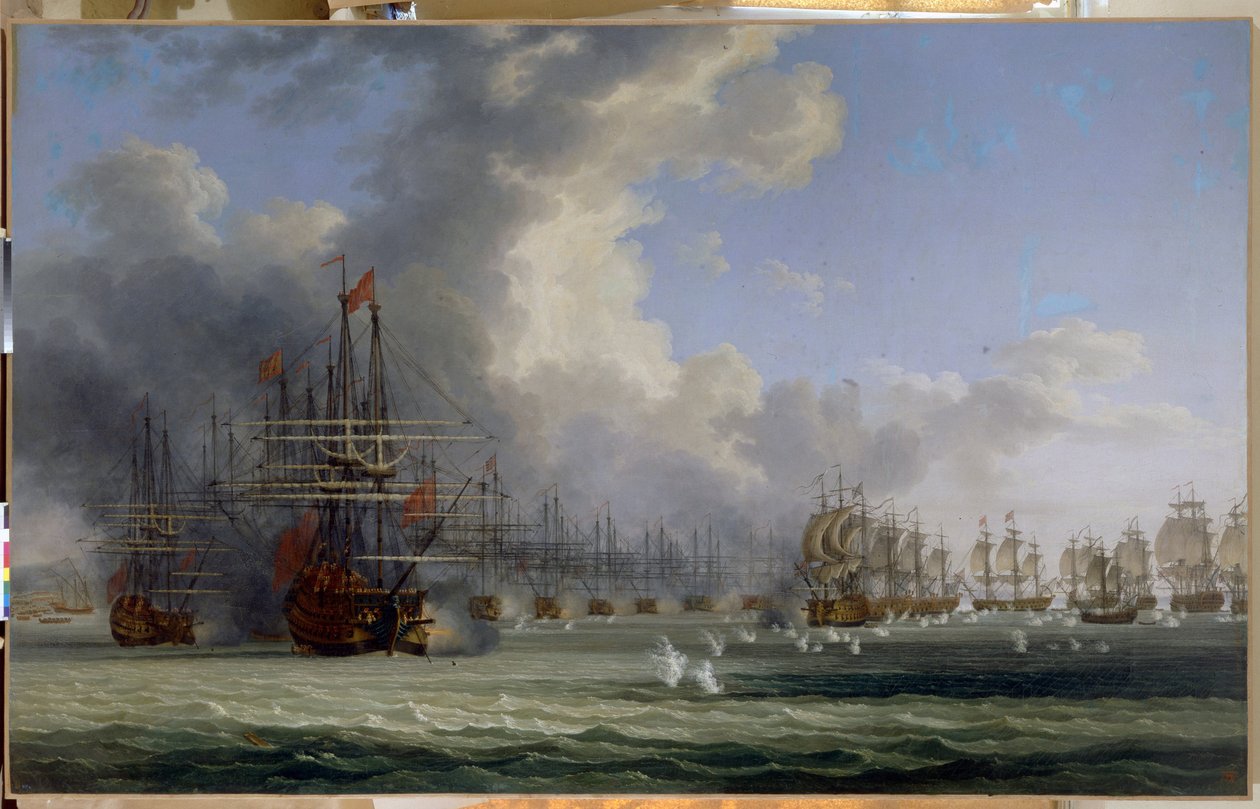 Slaget ved Chesma (Tyrkia). Begynnelsen av kampene 5. juli 1770 (Slaget ved Chesma. Begynnelsen av kampen 5. juli 1770). Etter opprøret til Orlov (1769) og forløperen til den greske uavhengighetskrigen (1821-1829), kjempet den russiske flåten mot av Jacob Philippe Hackert
