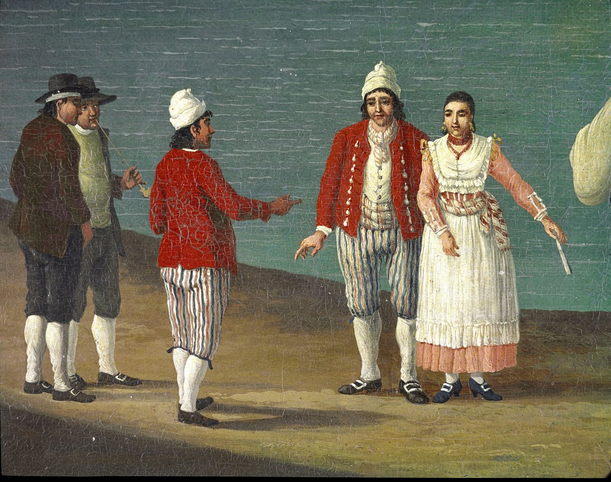 Folk fra Gallipoli, Apulia, Italia (People from Gallipoli) Maleri av Jacob Philipp Hackert dit Hackert d