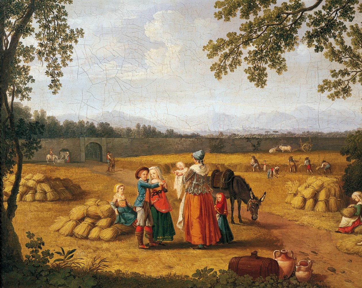 Kongefamilien høster på Carditello Estate (olje på lerret) av Jacob Philippe Hackert