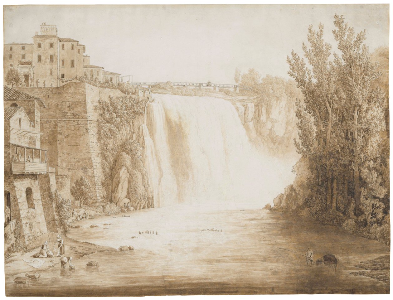 Den store fossen i Isola del Liri, 1793 av Jacob Philippe Hackert