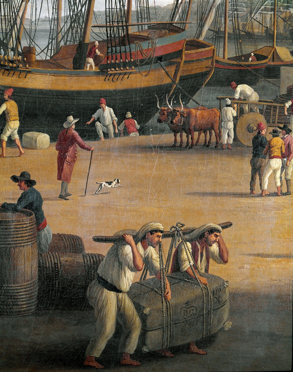 Utsikt over Messina havn, arbeidere(Maleri av Jacob Philippe Hackert