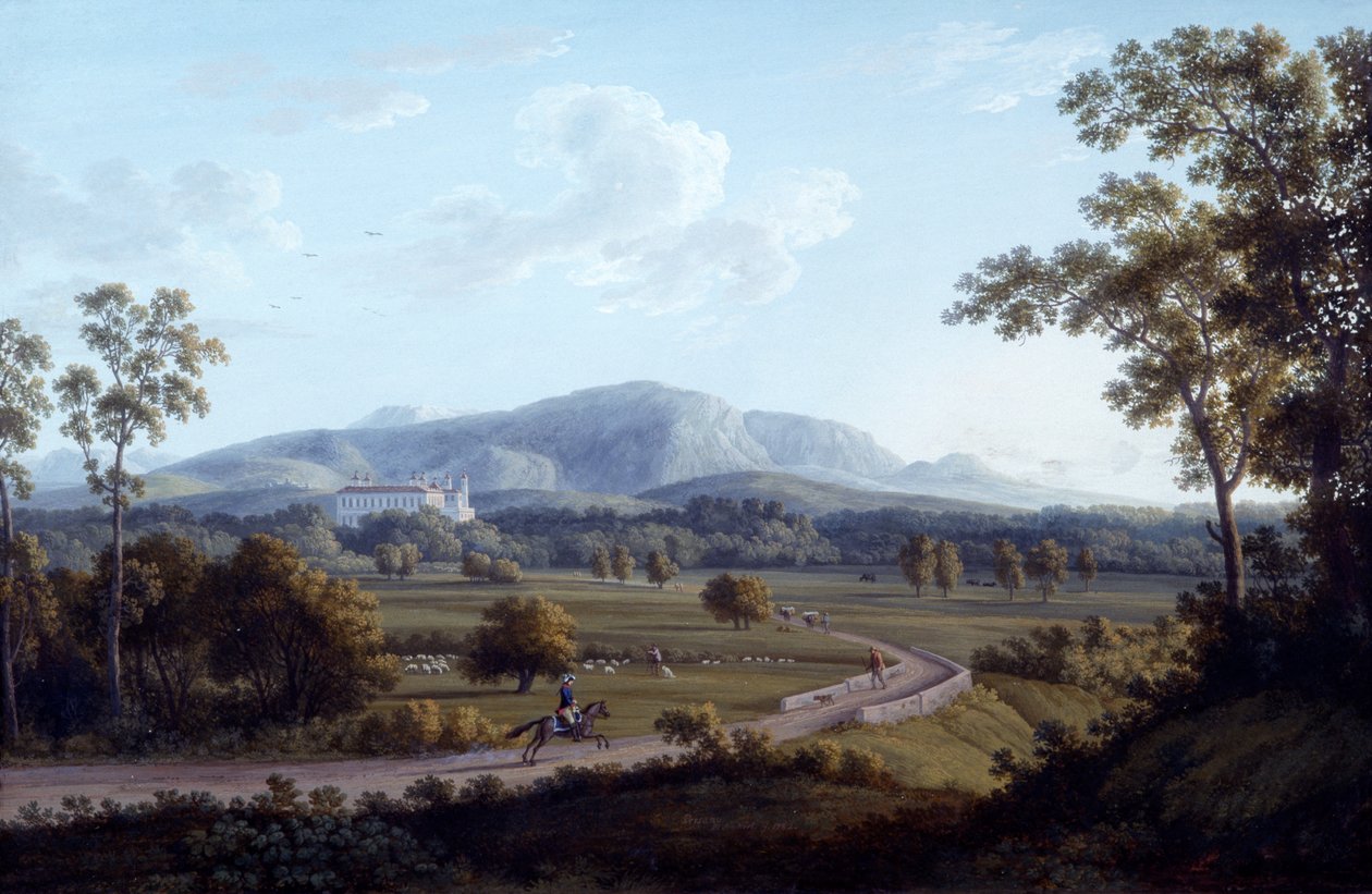 Utsikt over Persano, av Jacob Philipp Hackert (1737-1807) av Jacob Philippe Hackert