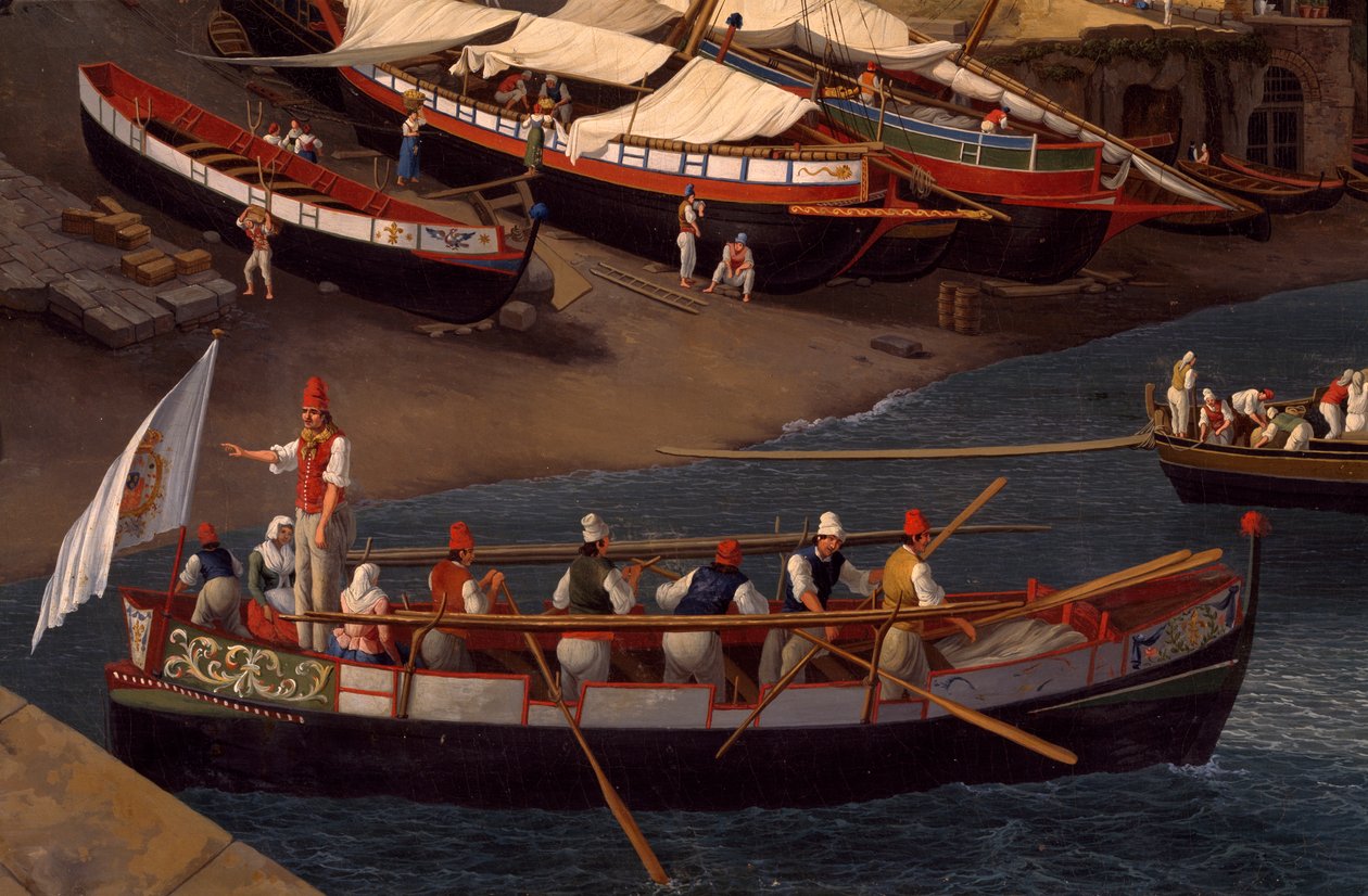 Utsikt over den lille marinaen i Sorrento av Jacob Philippe Hackert