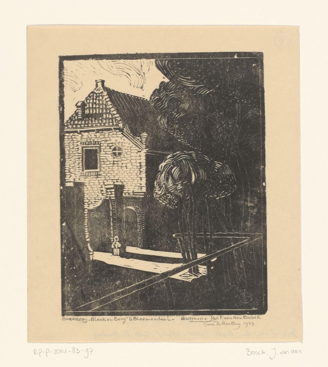 Gård Beek en Berg i Bloemendaal av Jacob Pieter van den Bosch (signed by artist)