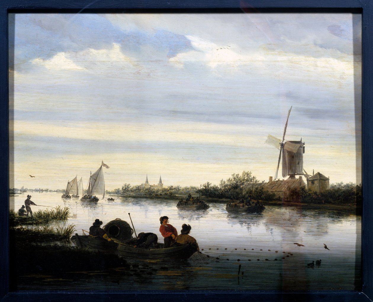 Landskap med vindmølle. Maleri av Jacob Van Ruisdael (Ruysdael eller Ruisdaal av Jacob Salomonsz. Ruysdael