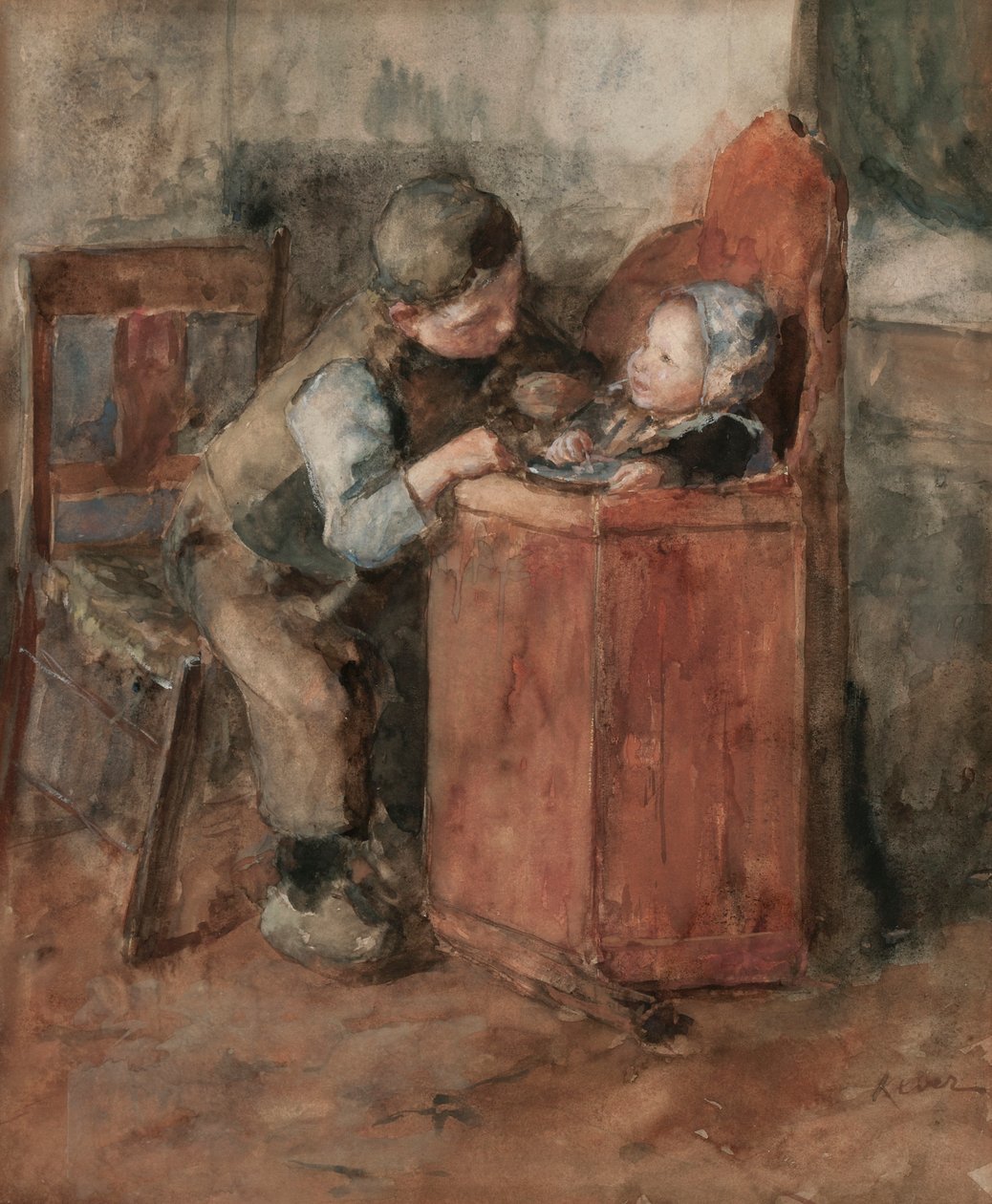 Brotherly Love (wc på papir) av Jacob Simon Kever