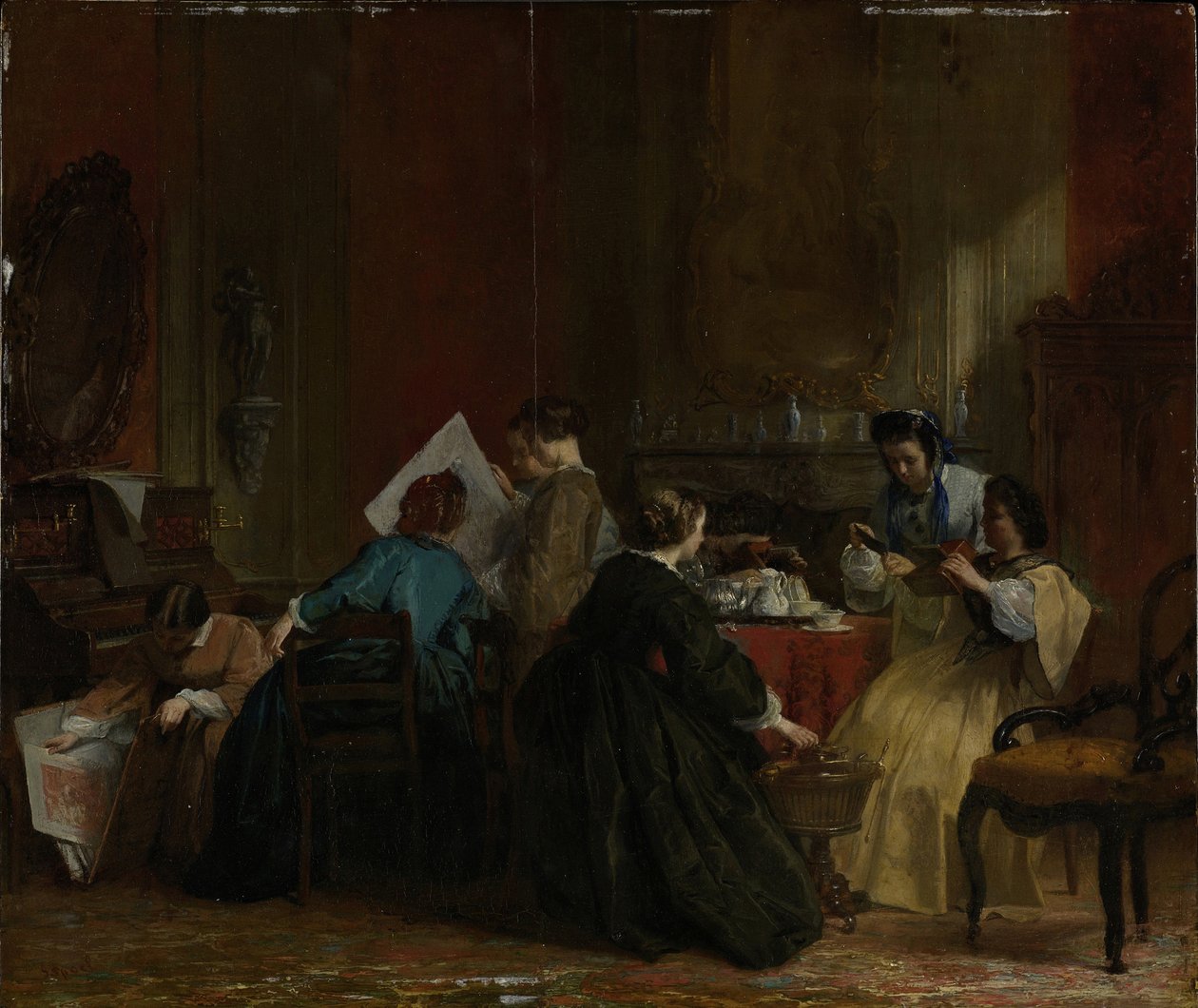 Selskap av damer som ser på stereoskopiske fotografier, før 1868 av Jacob Spoel