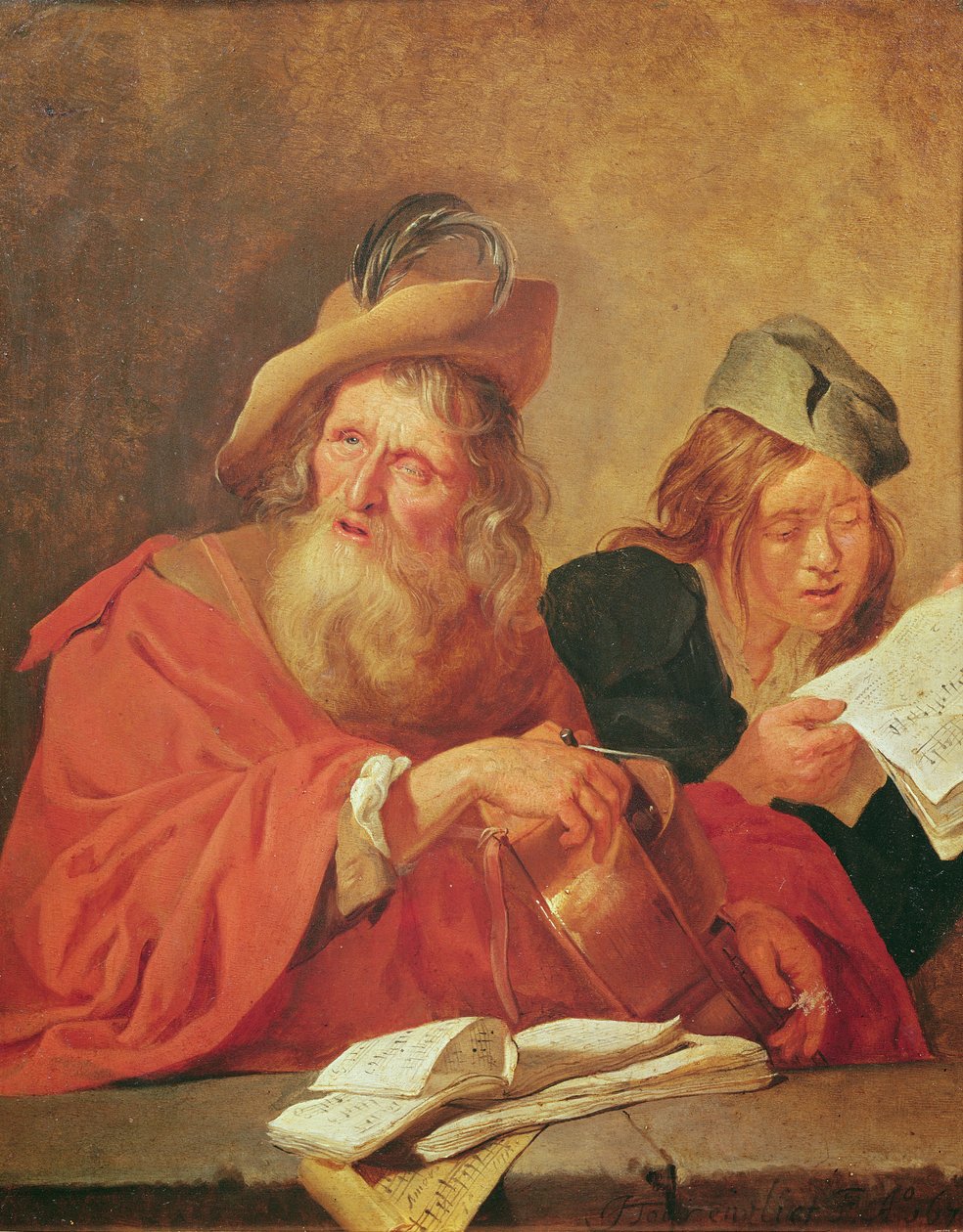 The Hurdy-Gurdy Player, 1678 av Jacob Toorenvliet