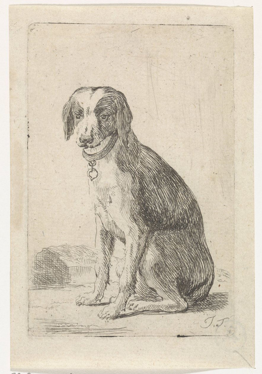 Sittende hund med halsbånd Hunder (serietittel) av Jacob Toorenvliet