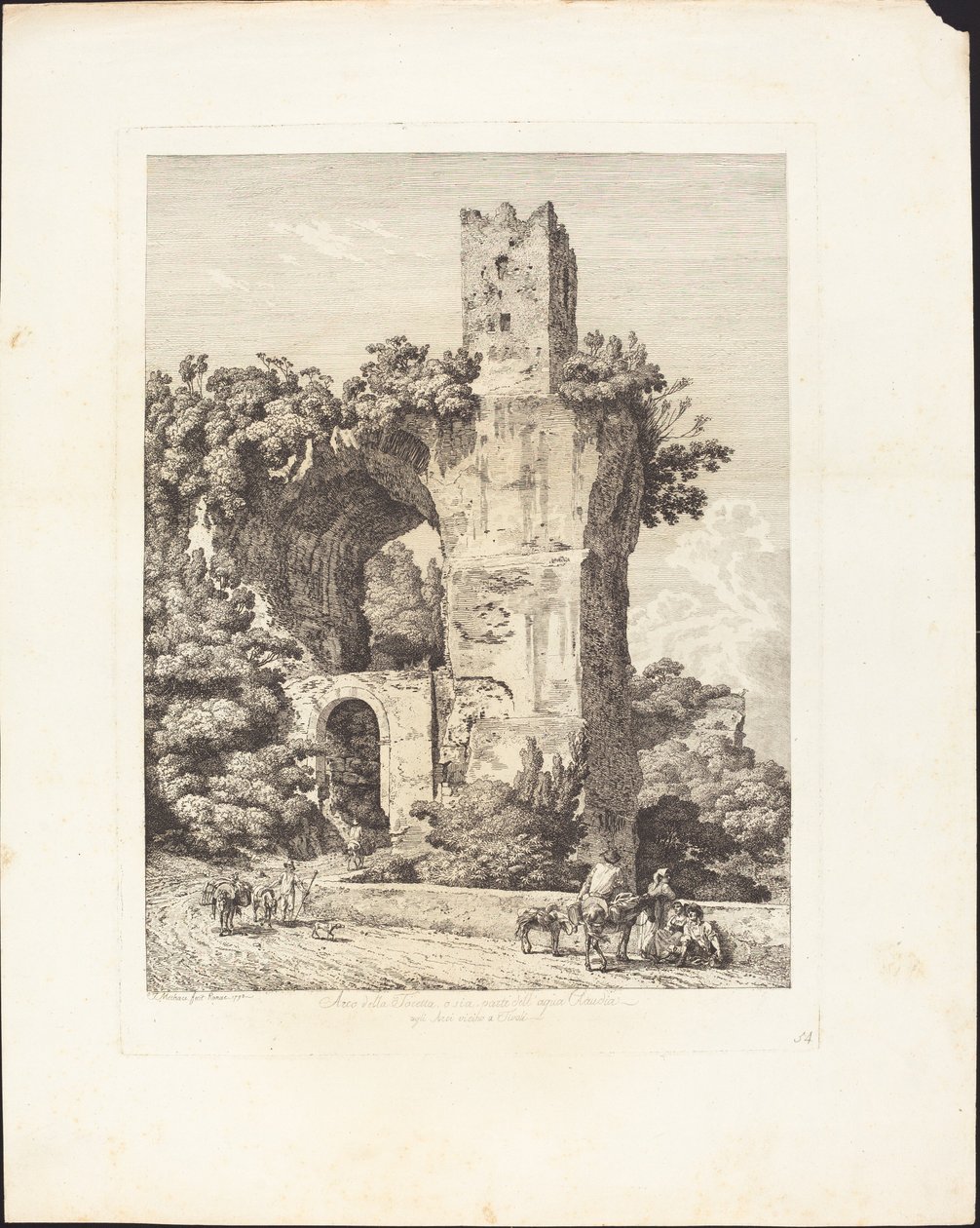 Arco della Toretta eller er en del av Claudia-vannet, i Arci nær Tivoli av Jacob Wilhelm Mechau
