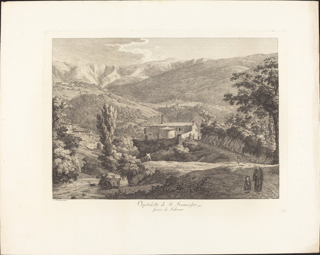 Ospitaletto di San Francesco, utenfor Subiaco av Jacob Wilhelm Mechau