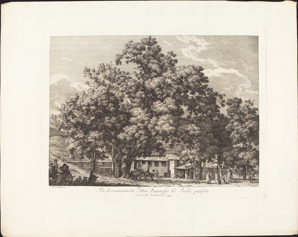Rekreasjonssted for Fiaminchi-malerne fra forrige århundre i Monte Testaccio av Jacob Wilhelm Mechau