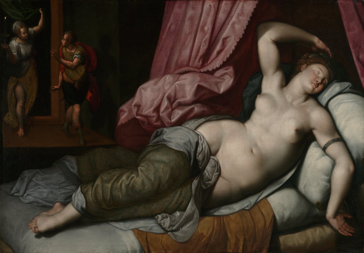 Paris blir tatt opp i Helenas sengekammer, ca. 1585-90 av Jacob de Backer