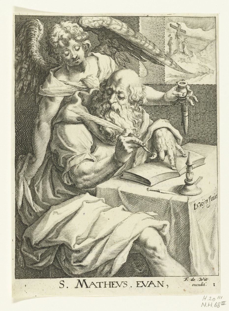Evangelist Mattheus De fire evangelistene (serietittel) av Jacob de Gheyn (II) (workshop of)