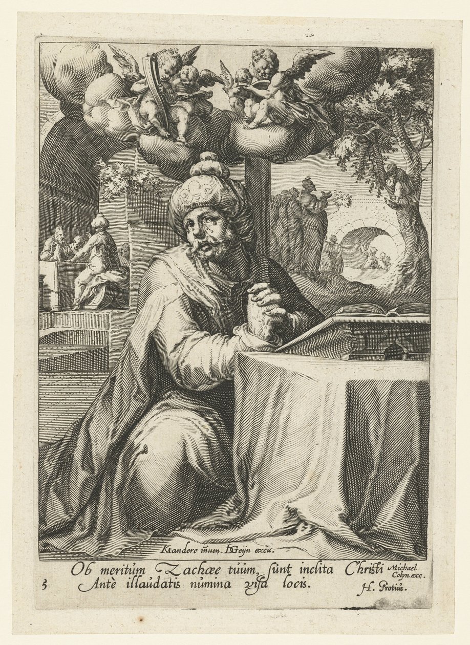 Sakkeus som en angrende synder Åtte angrende syndere fra Det gamle og nye testamente (serietittel) av Jacob de Gheyn (II) (workshop of)