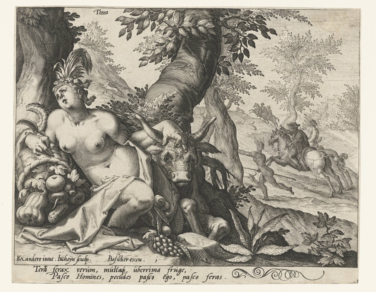Grunnstoffet jord Terra (tittel på objekt) The Four Elements (serietittel) av Jacob de Gheyn (II)