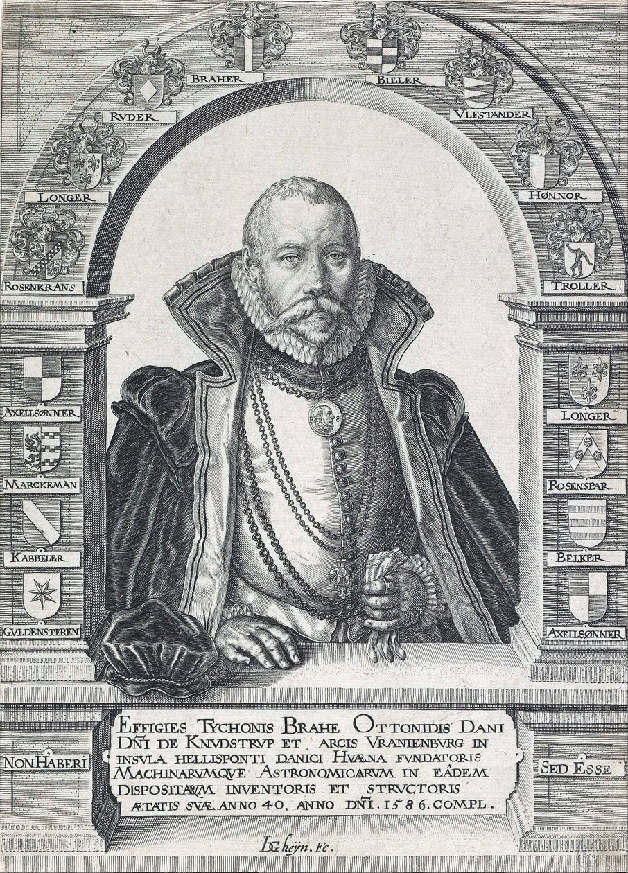 Portrett av Tycho Brahe 1546 - 1601, pub. 1586. av Jacob de Gheyn