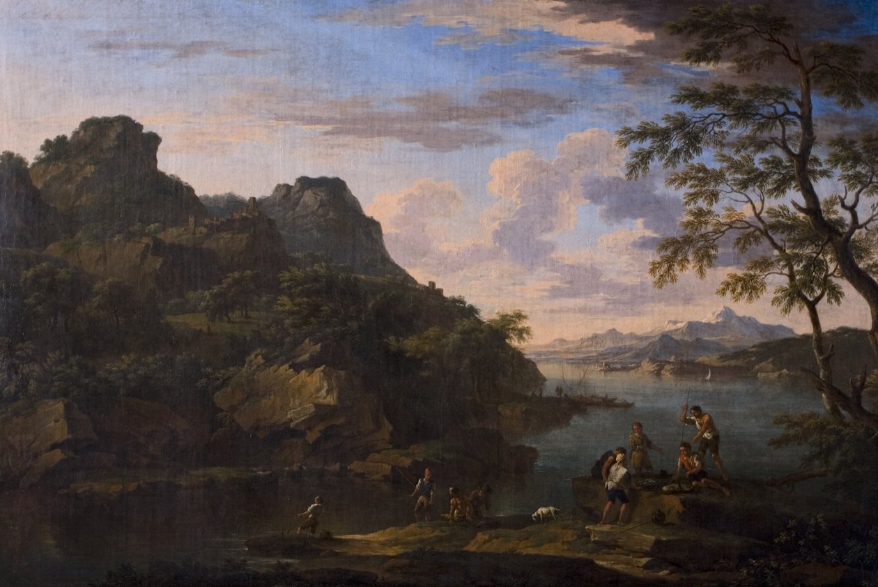 Klassisk landskap med figurer, slutten av 1600-tallet av Jacob de Heusch