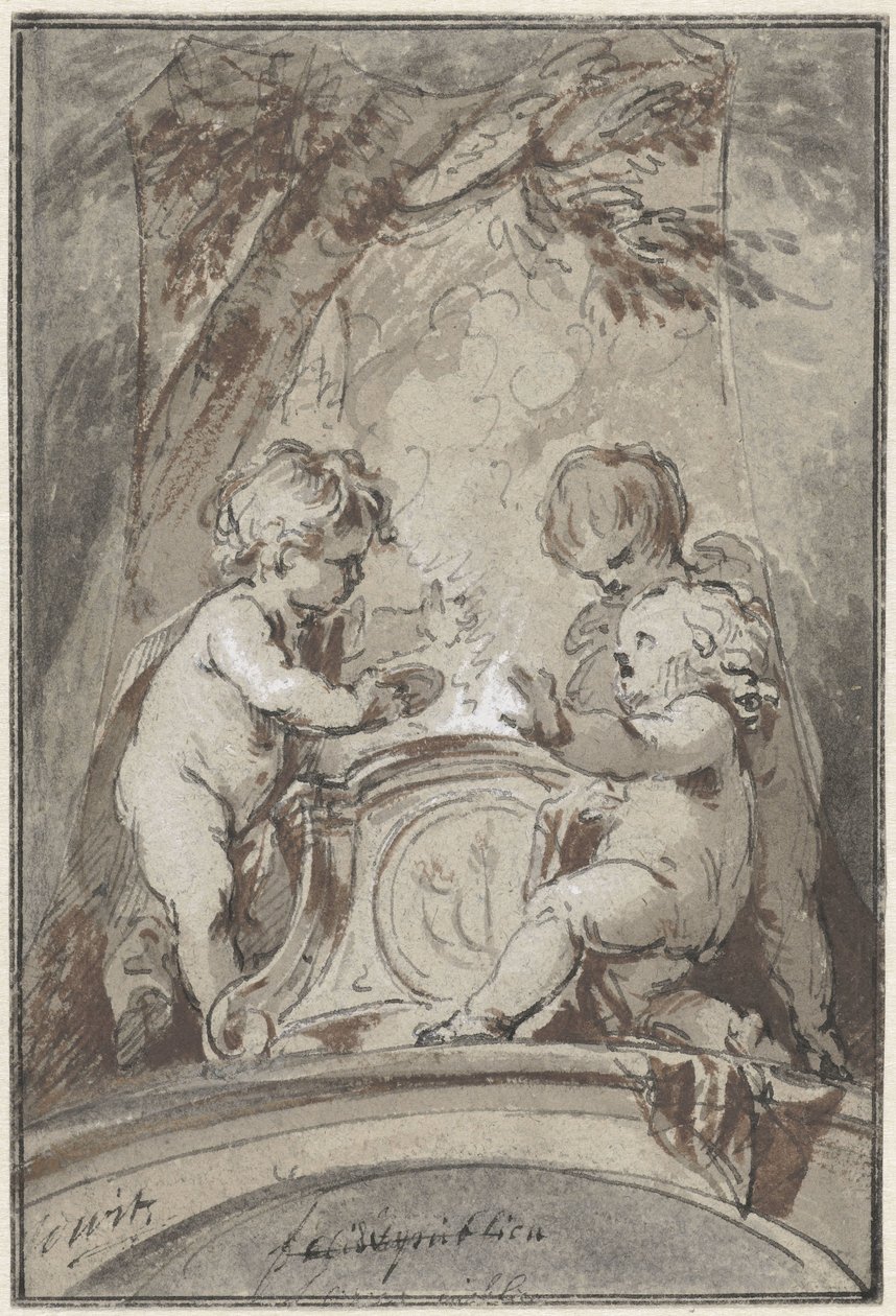 Allegori med tre putti ved et alter av Jacob de Wit