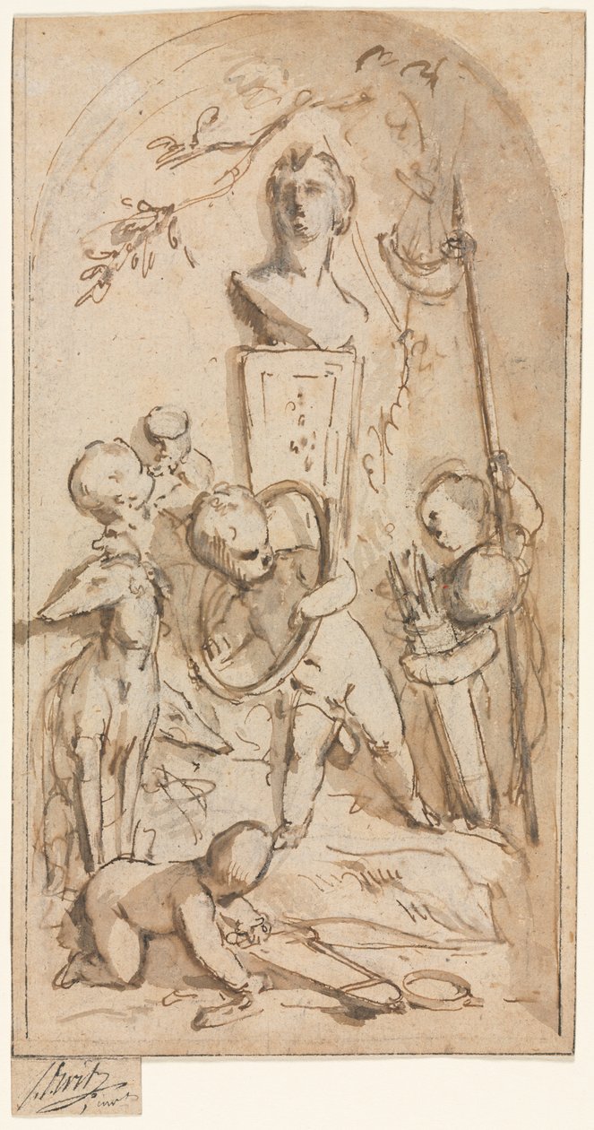 Byste av Diana med Putti- og jaktattributter, første halvdel av 1700-tallet. av Jacob de Wit