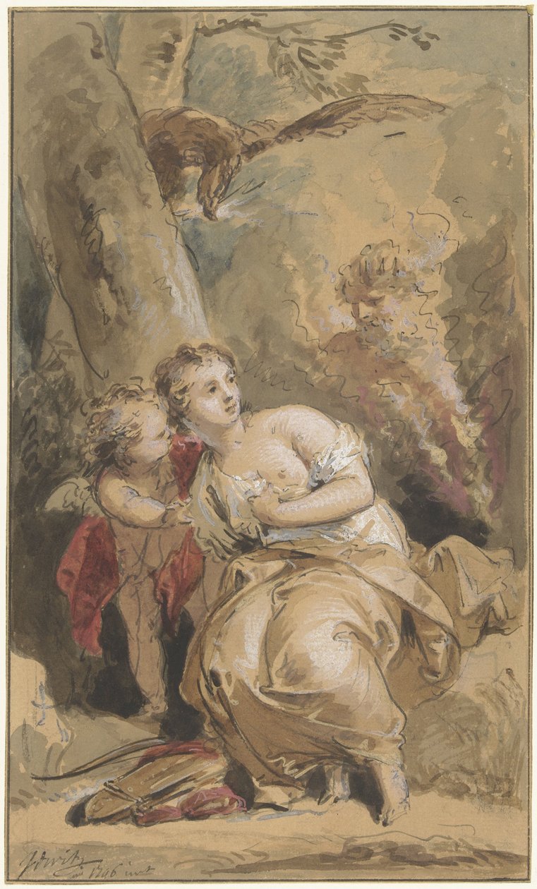 Callisto, Amor og Jupiter med ørnen av Jacob de Wit