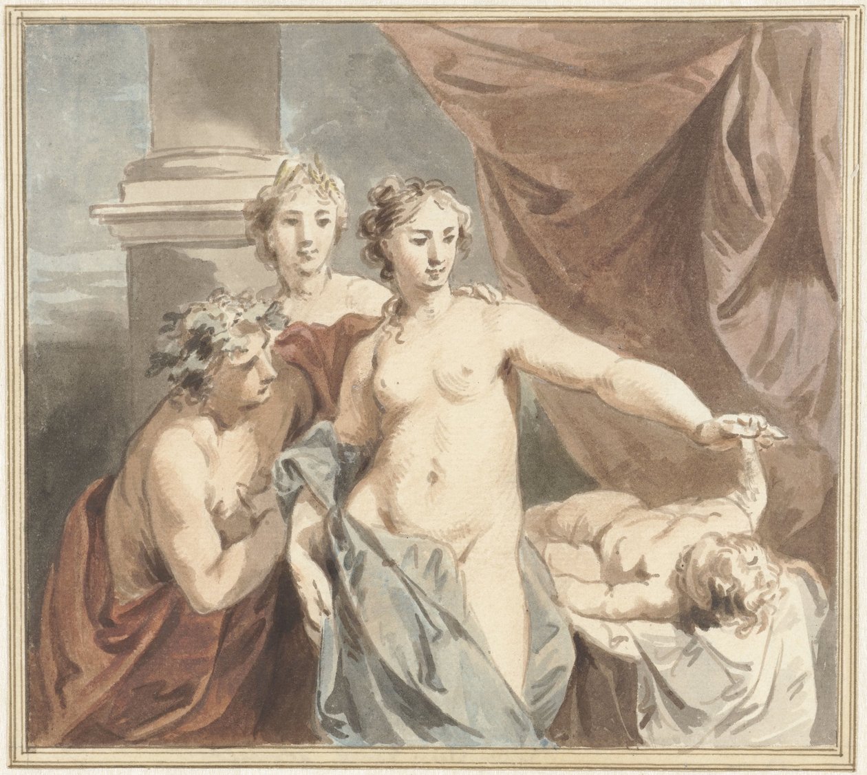 Ceres, Venus, Bacchus og sovende kjærlighet av Jacob de Wit