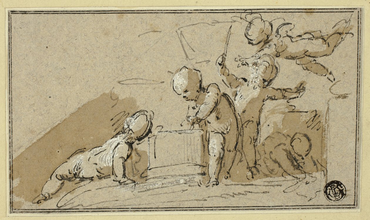 Fem Putti på spill av Jacob de Wit