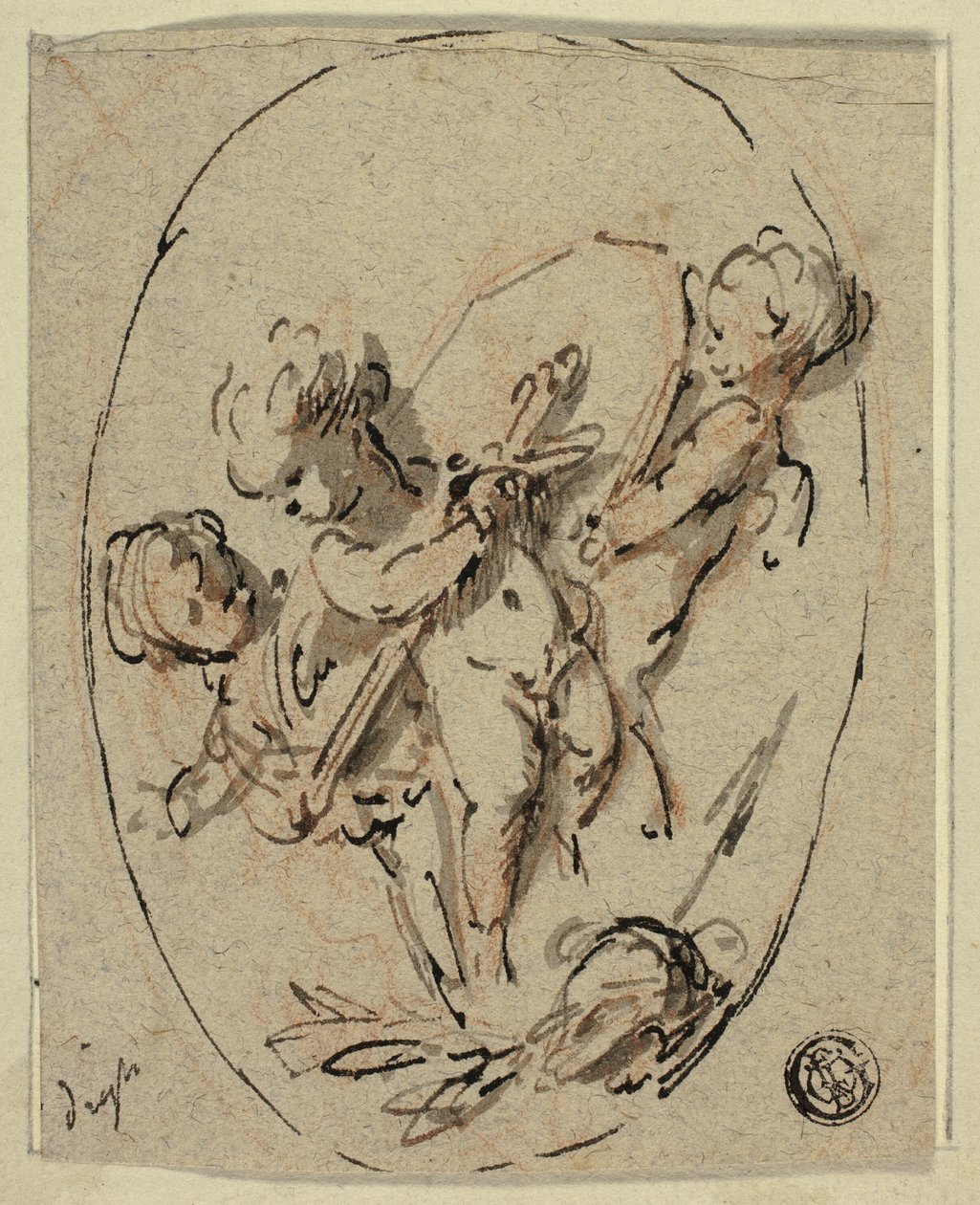 Putti med skjold og sverd av Jacob de Wit