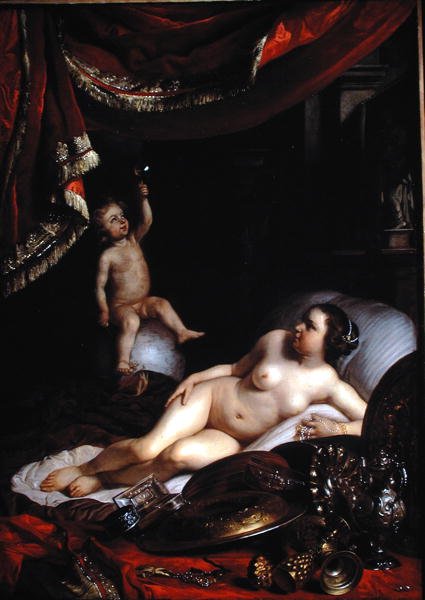 En allegorisk vanitas med Homo Bulla (Man is Like a Bubble) og Woman World (Lady World) 1654 (olje på lerret) av Jacob or Jacques van Loo