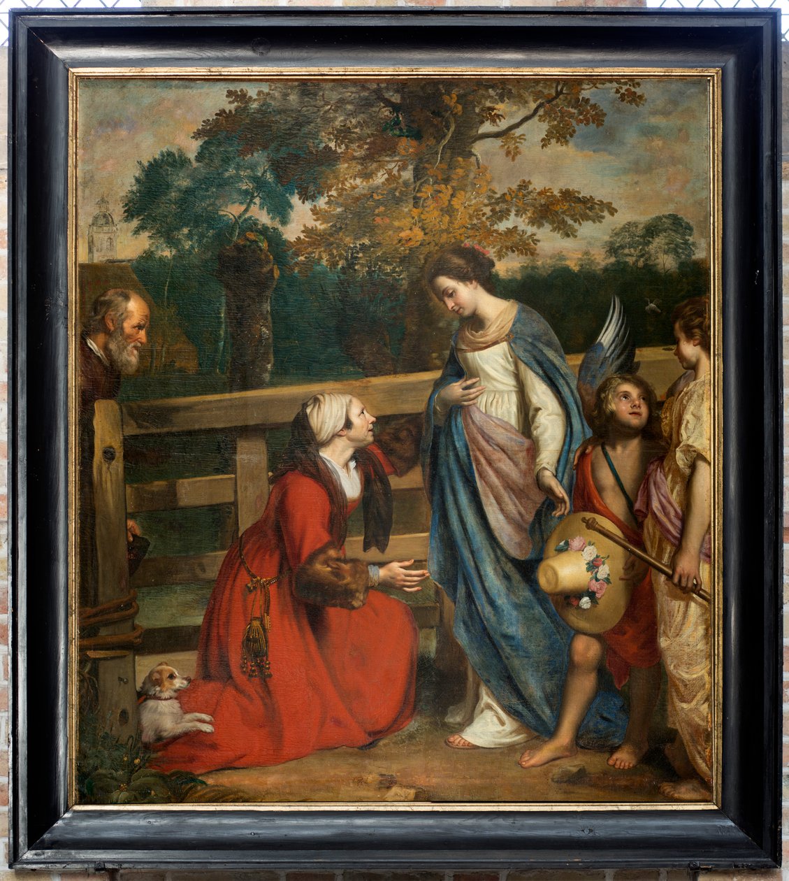 Menighetskirke (Sognekirken Vår Frue visitas). Interiør. maleri. "Marys besøk til Elizabeth." Jakob I av Østen. av Jacob the Younger Van Oost