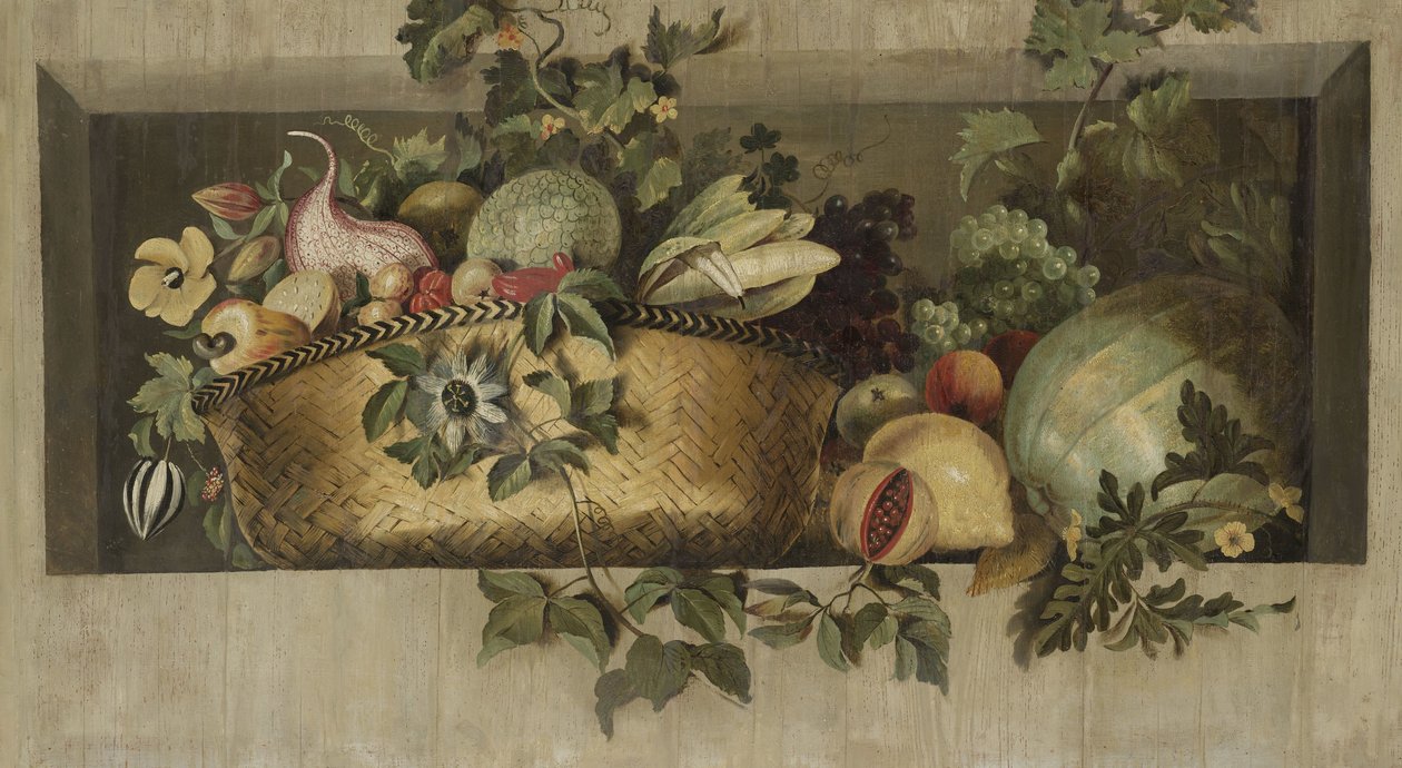 Stilleben med frukt- og blomsterkranser av Jacob van Campen