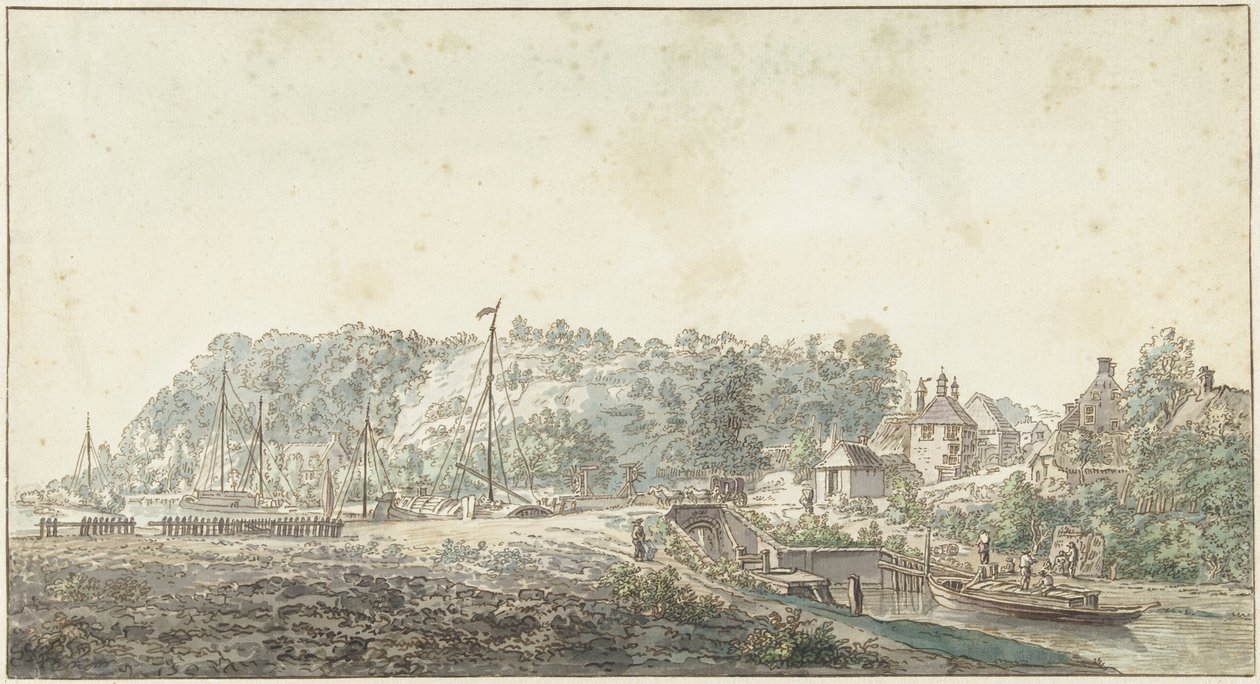 Slusen ved Grebbe mellom Rhenen og Wageningen av Jacob van Liender