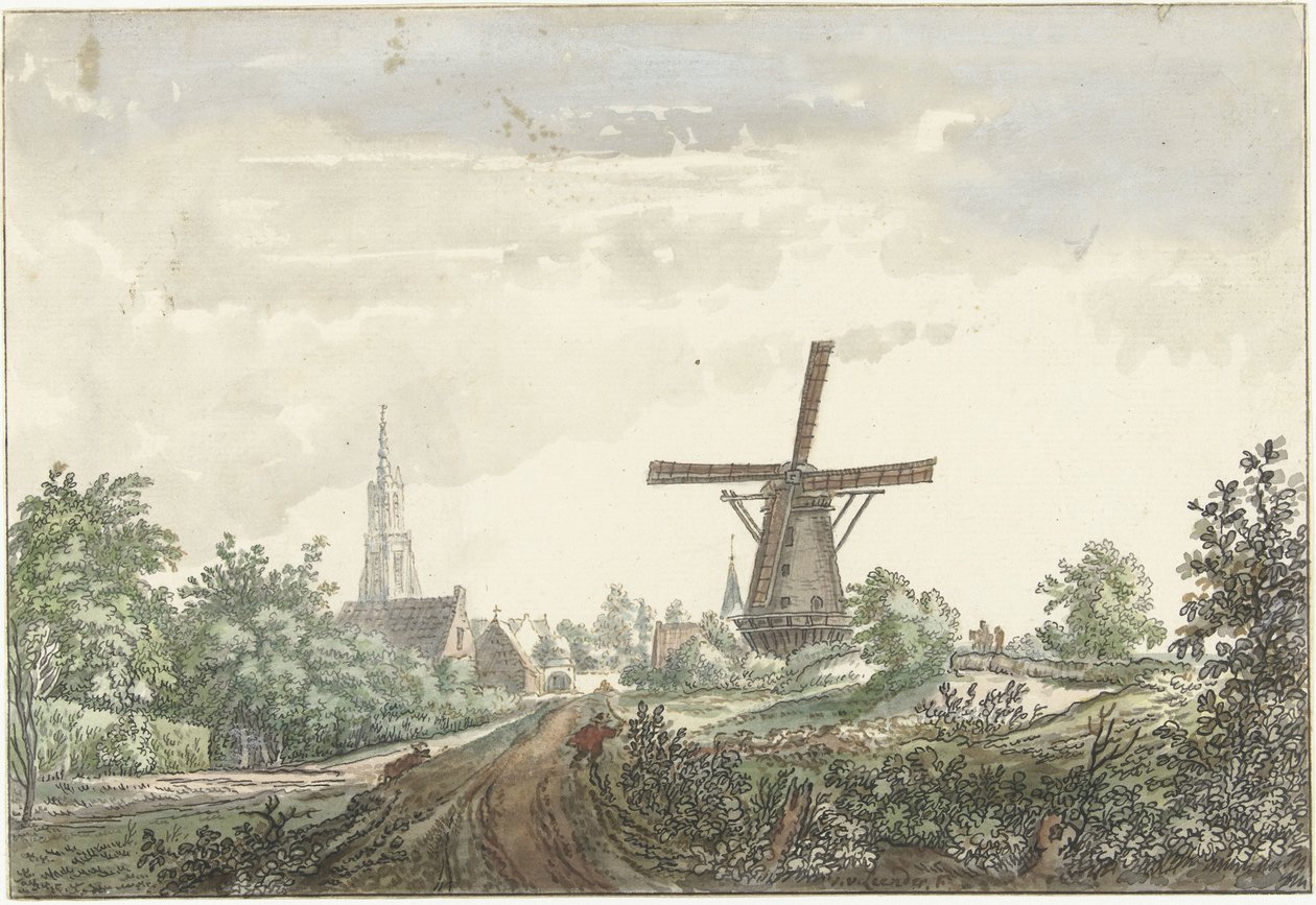 Utsikt over Leusden-veien til Amersfoort av Jacob van Liender