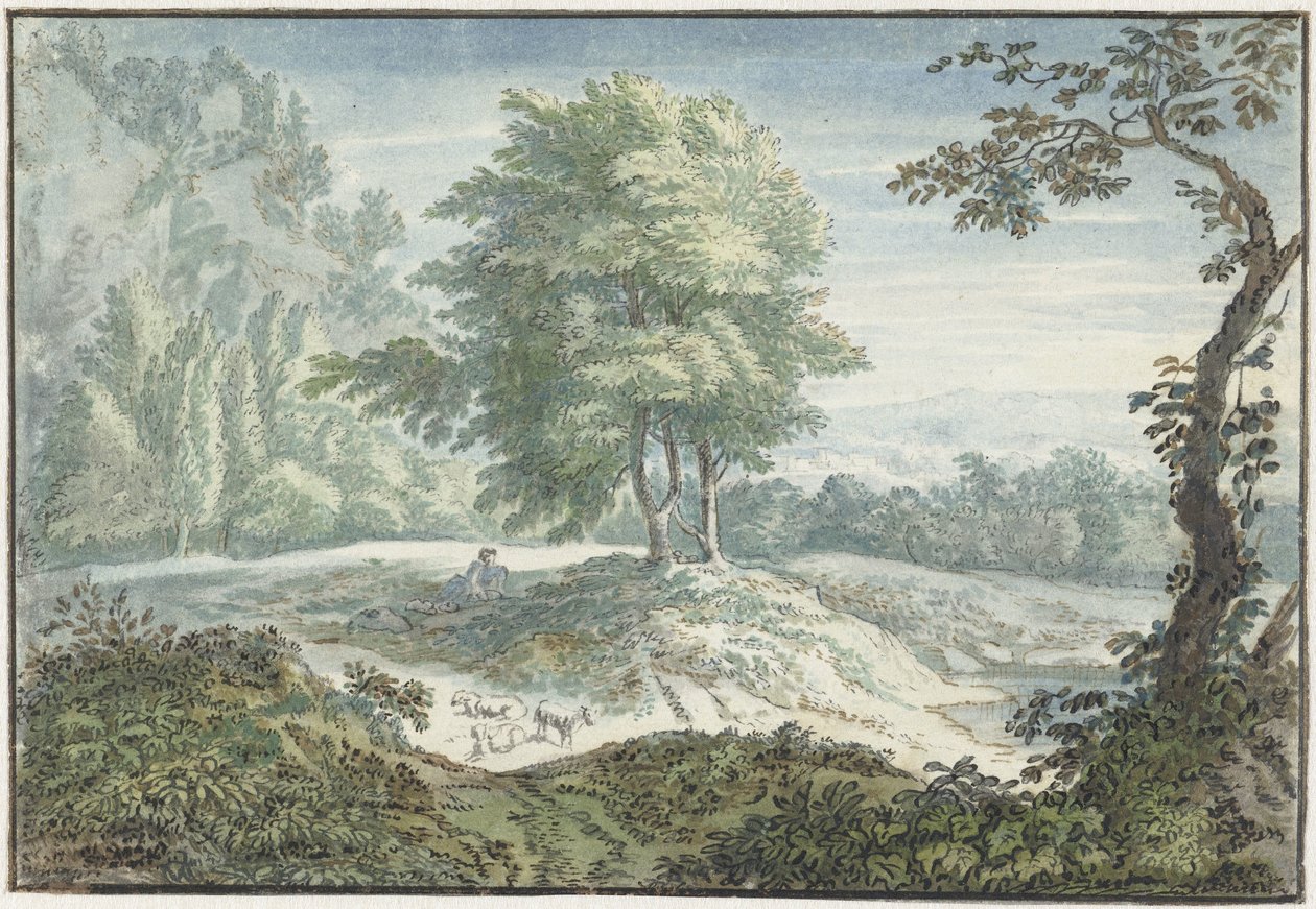 Landskap med sauer av Jacob van Liender