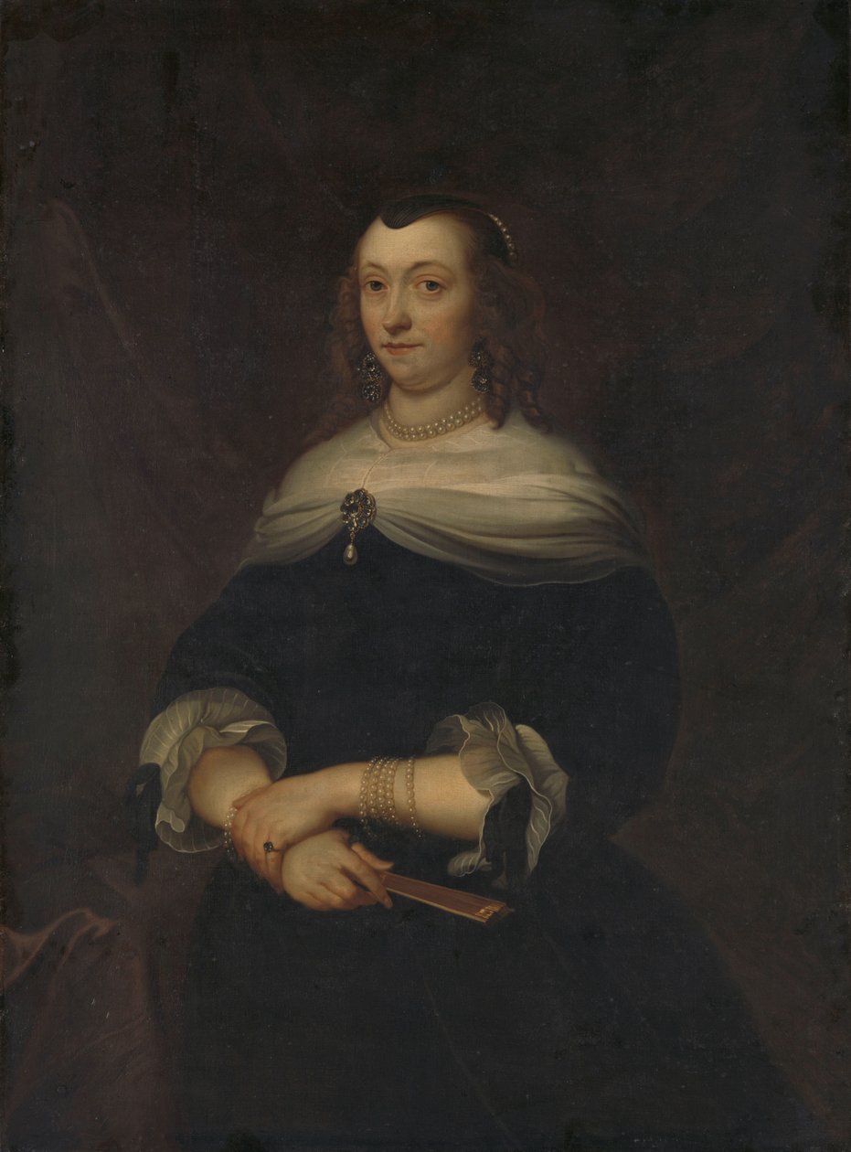 Portrett av en kvinne, antatt å være Lucretia Boudaen (1616-1663), kone til Jean Ortt og andre kone til Christoffel van Gangelt av Jacob van Loo (copy after)