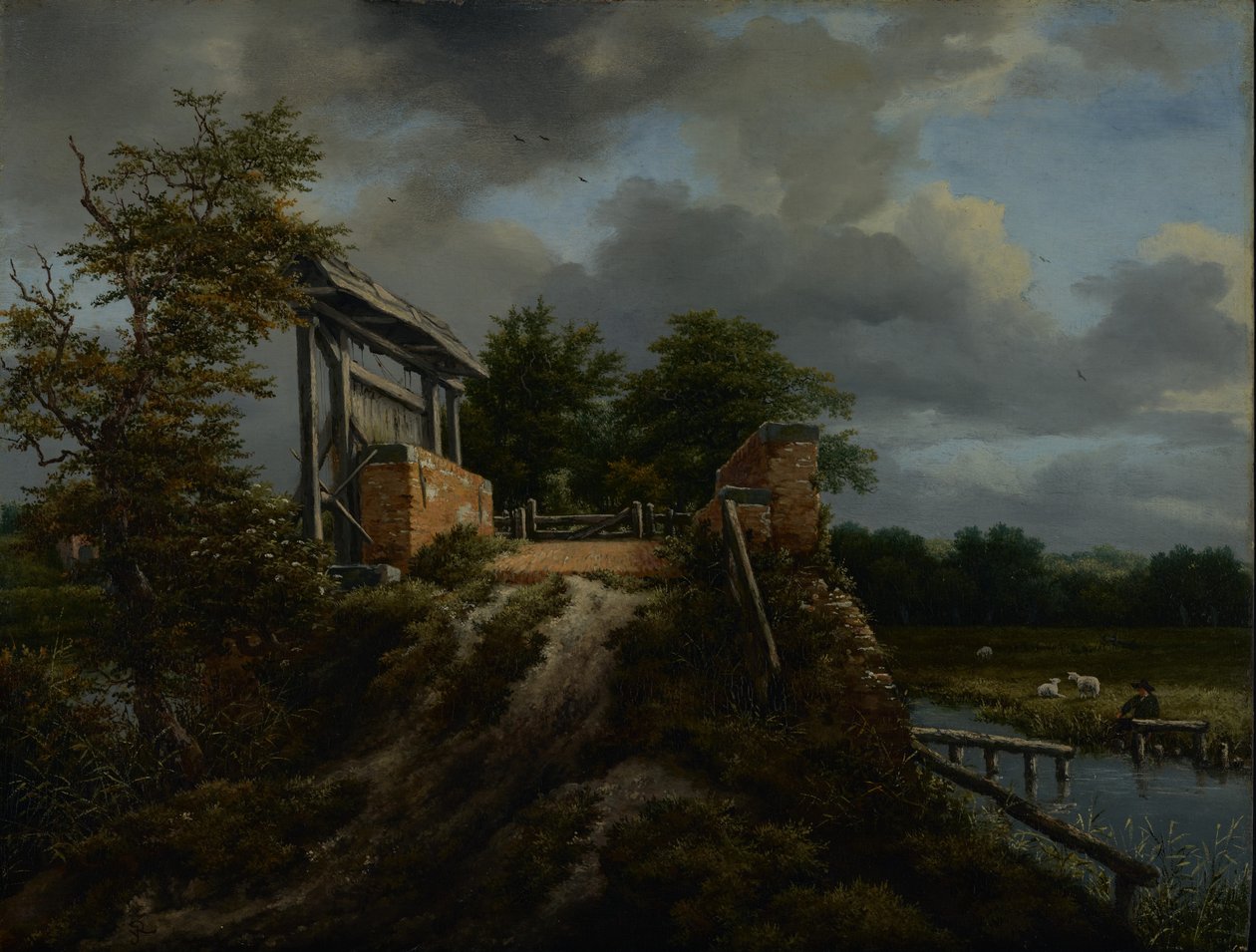 Bro med en sluse av Jacob van Ruisdael