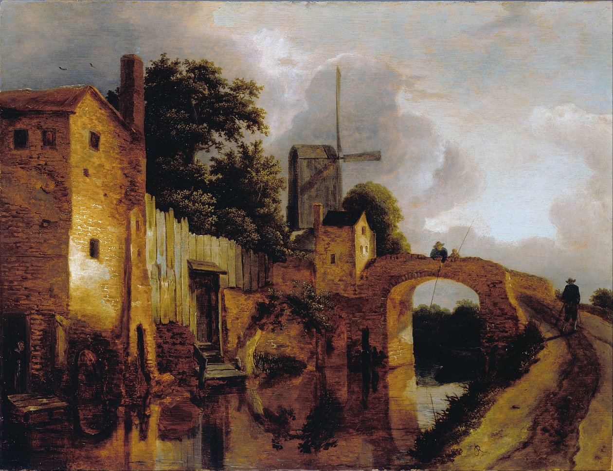 Kanal med bro av Jacob van Ruisdael
