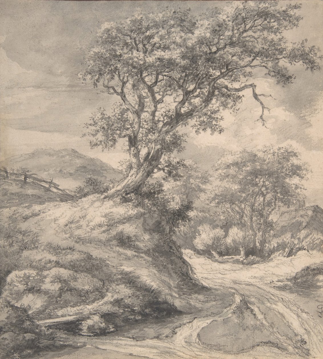 Sanddynelandskap med eiketre, 1650-55. av Jacob van Ruisdael