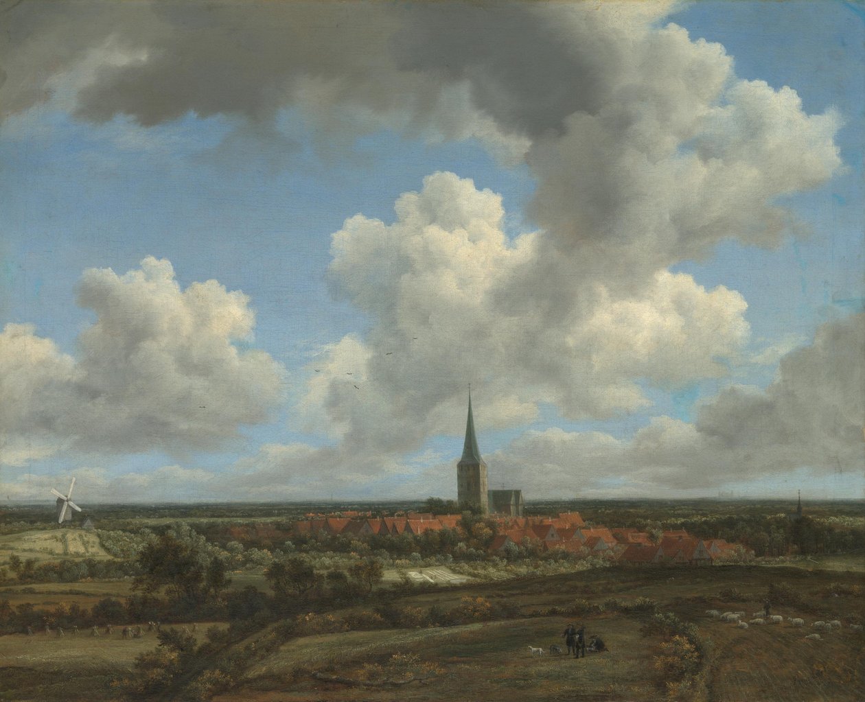 Flatt landskap med utsikt mot Ootmarsum (Overijssel) av Jacob van Ruisdael