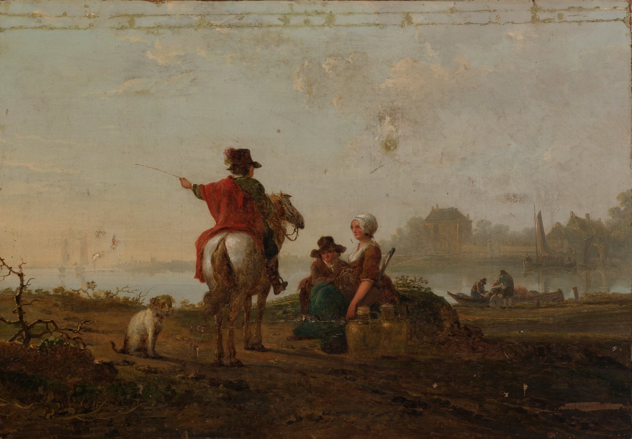 Nederlandsk landskap med figurer, slutten av 1700-begynnelsen av 1800-tallet. av Jacob van Strij