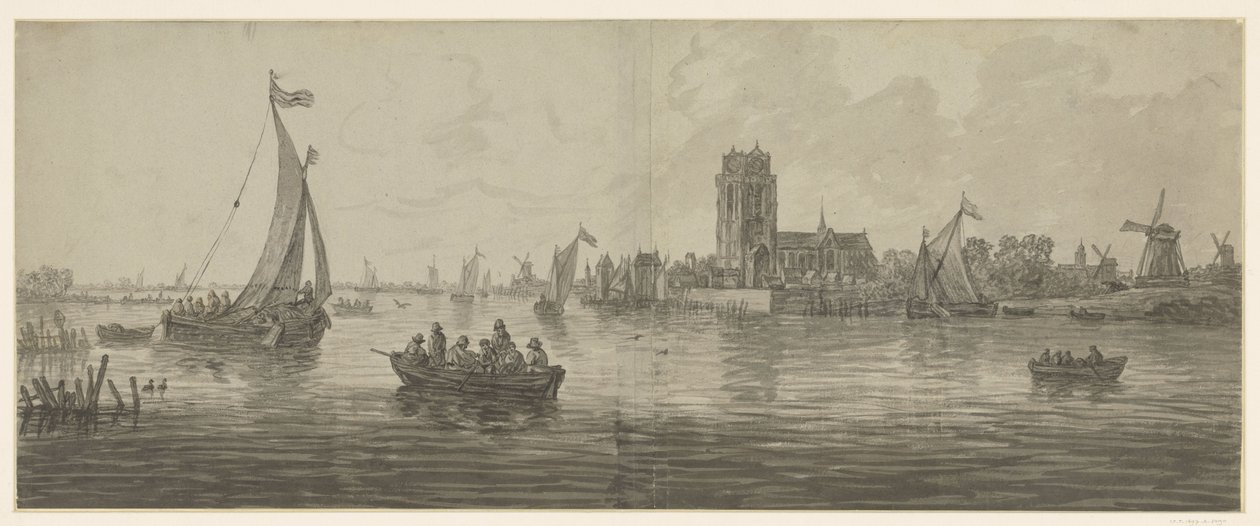Utsikt over Dordrecht fra sør-vest av Jacob van Strij