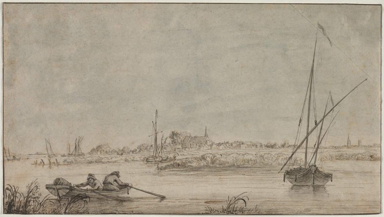 Utsikt over Dordrecht fra elven av Jacob van Strij