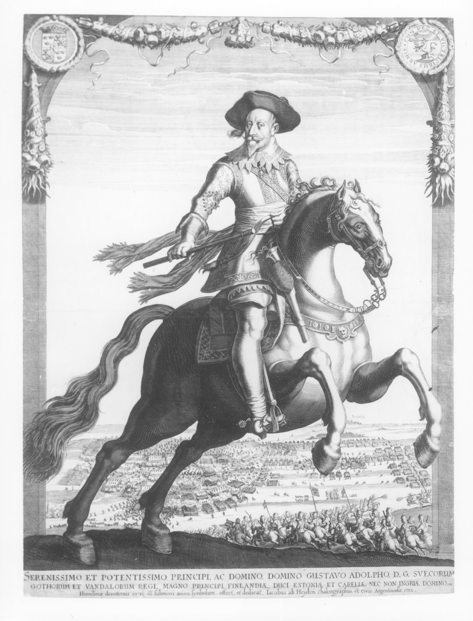 Gustavus Adolphus II, konge av Sverige, til hest, 1632 av Jacob van der Heyden