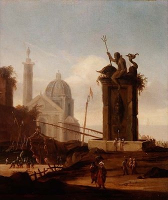 En italiensk capriccio i en middelhavshavn av Jacob van der Ulft